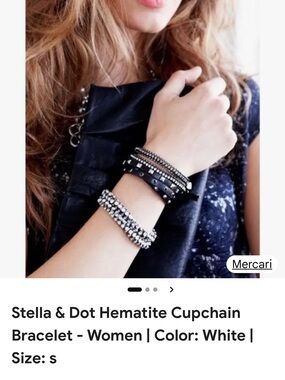Stella & Dot Kids Silver Chain Bracelet with Pink & Orange Pouch